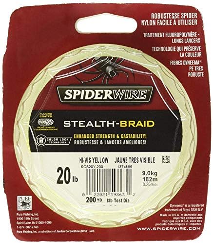 SpiderWire Stealth® Superline, Hi-Vis Жълто, 150 кг | 68,0 кг, 1500 инча | 1371 м Ракита риболов линия, подходящ за сладководни и