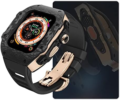BHOLSA Калъф, изработени от въглеродни влакна За Apple Watch Ultra 49 мм Луксозен Комплект Модификация iWatch 8 7 6 5 4 SE 45 мм