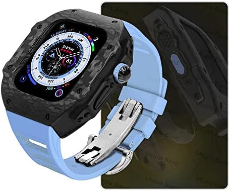 Kit BHOLSA калъф, изработени от въглеродни влакна и каишка от фторопластовой гума за Apple watch ultra 8 49 мм, разменени ремък и калъф за iwatch 8 7 44 мм 45 мм