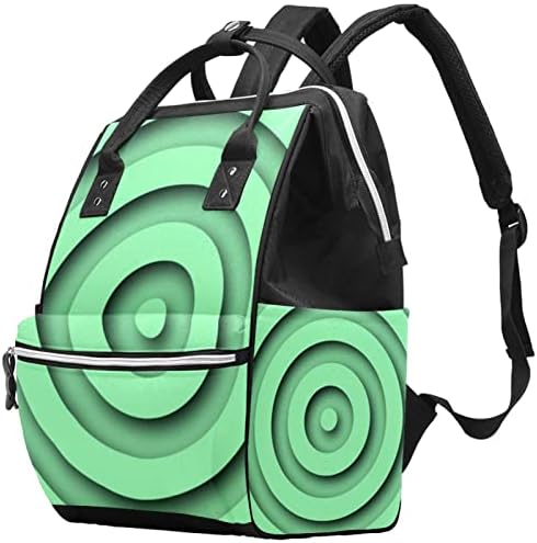 Концентрични Зелени Пръстени Чанта за Памперси Раница с Торби за промяна подложка за Малки Момичета Момчета Чанта за Майките, за момичета