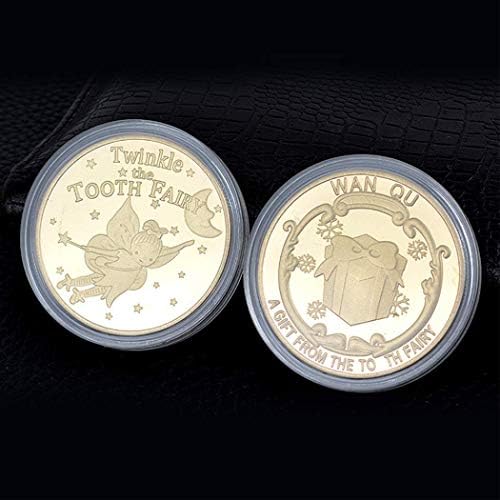 wootall Златна Монета с Анимационни Зъбната Фея, Възпоменателна Монета, Детска Медал За Смяна на зъбите, Подарък-Монета Скитник, Монета на