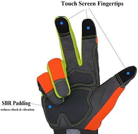 Оранжеви Светлоотразителни Ръкавици HANDLANDY, анти-вибрационни Ръкавици С Висока Видимост, Мъжки, Дамски, Работни Ръкавици за Сензорен Екран