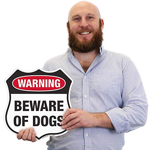 Предупредителен знак SmartSign Пази се от кучето - Атрактивната форма на щит | 12 x 11,5 3 М, Допустимото, например, Отразяваща алуминий метал, видимост през деня и през нощта,