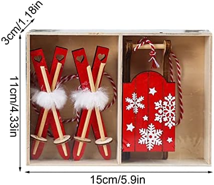 Коледна Украса Творчески Раскрашенные Дървени Шейни Комбинирана Окачване Подарък Кутия за Украса на Коледната Елха Малка Окачване Коледна