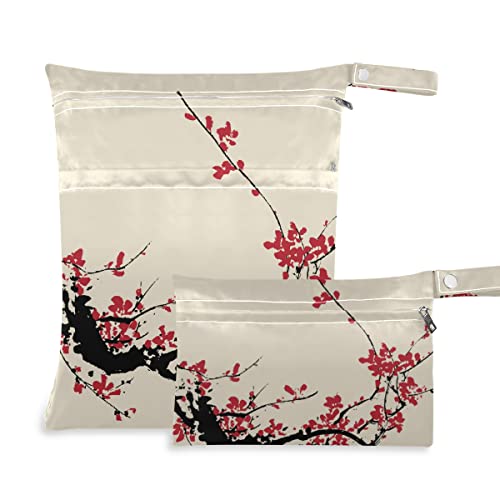 Чанта за влажни сушене Plum Blossom Пелена за многократна употреба, Чанта за Влажни сушене Бански костюми, Водоустойчив Органайзер
