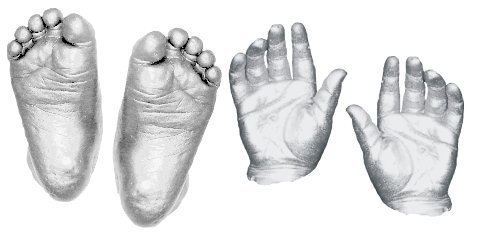 Комплект за детска леене / Бяла рамка / Сребърни отливки за ръцете и краката от BabyRice