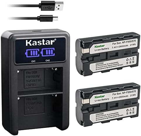 Батерия Kastar 3-Pack NP-F570 и USB-зарядно устройство LED2 Съвместим с камера HDR-FX1 HDR-FX1000 HDR-FX1000E HDR-FX7 HDR-FX7E HDV-FX1 HDV-Z1 HVL-20DW HVL-20DW2 HVL-LBPA HVL-ML20 HVR-DR60 HVR-HD1000