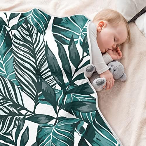 Пеленальное Одеяло с Тропически Листа, Памучно Одеало за Бебета, Като Юрган, Леко Меко Пеленальное Одеало за детско креватче,