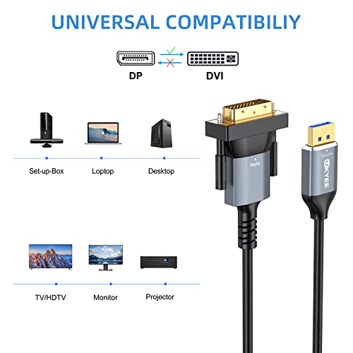Кабел UKYEE DisplayPort-DVI 3 метра, 2 комплекта, Адаптер Display Port-DVI мъж към мъж, Високоскоростен Позлатен кабел DP-DVI, Съвместим