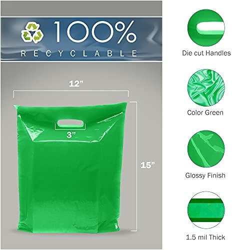 Найлоновите торбички за пазаруване Green Merchandise - 200 x 12 x 15 с дебелина 1,5 mils - Химикалки с разположени под налягане