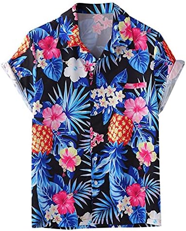 Мъжка риза с тропически гавайским принтом NEARTIME, ежедневни ризи с копчета, памучен лятна риза за почивка