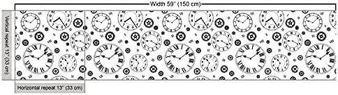 Часова плат Ambesonne от Ярд, Тема Часови механизми с Шестеренками, Римски цифри, с часовников механизъм с Таймер, Монохромен