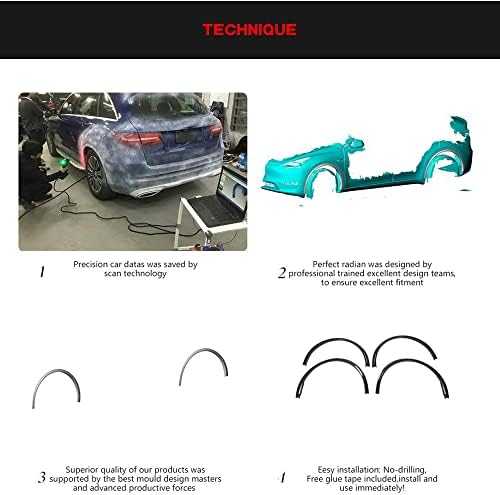 JC SPORTLINE Суха Декорация на Дъгата на Веждите джанти от Въглеродни влакна за Tesla, Модел Y 2019-2021 Sport Utility 4-Местен Автомобил