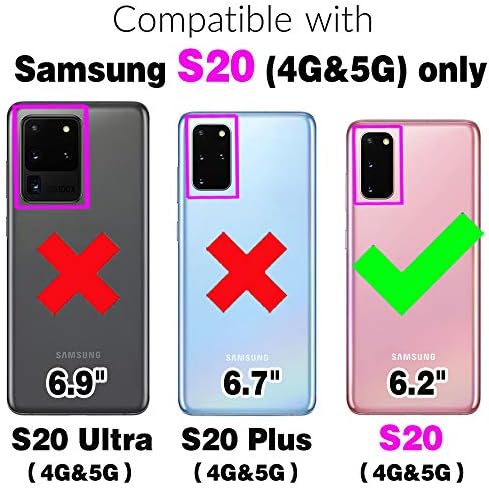 Asuwish Калъф за телефон Samsung Galaxy S20 Glaxay S 20 5G UW 6,2 инчов Чантата с Предпазно Фолио от Закалено Стъкло, Кожена Тънка флип-надолу