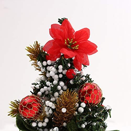 Wakauto Мини Коледно Дърво с Основните Плодове Памук Настолна Изкуствена Коледна Елха Борова Игла Сезал Сняг, Студ Цветни Дървета