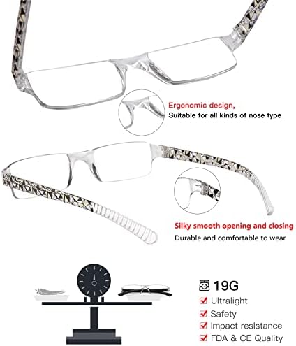 AMZBSR 6 Опаковки Очила за четене без рамки за жени, Дамски Ридеры с подсветка в синьо, Компютърни Ридеры, Очила за четене с Антирефлексно покритие, Защита от uv (2.0 x)