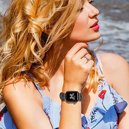 Каишка за часовник Pantheon с ластик за жени-Дъвка за Apple Watch, Текстилен гривна от мека тъкан-Scrunchie