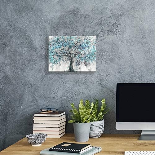 Абстрактно Дърво Платно Стенно Изкуство: Синя Живопис Графично Изкуство Печат на Изображения върху Платно Малък Размер, Без Декорации за Хранене (12 x 16x 1 Панел)