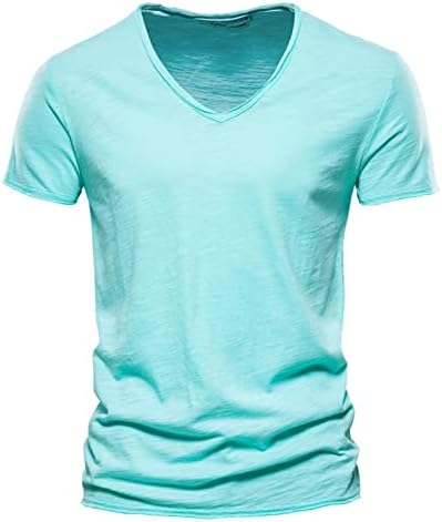 Мъжки тениски Ymosrh, Популярни Памучни Тениски с V-образно деколте и къс ръкав, Тениски