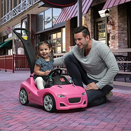 Стъпка 2 пишеща Машина–бутон за деца Whisper Ride, розова – играчки за кола с колан за безопасност в пакет, удобни за съхранение