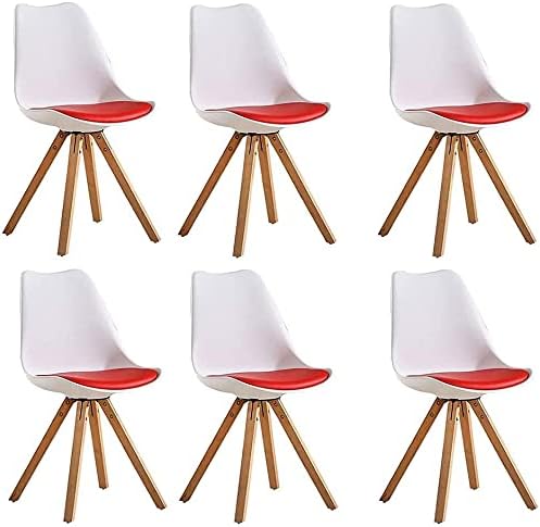Комплект от столове за хранене, Стол за акцент в хола, Модерни Трапезни Столове, Комплект от 6 Стола с квадратна прическа от