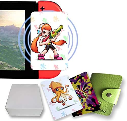 16 БР. Карти за игра с NFC етикети за Splatoon 2 с Кожен държач за карти, съвместими с Switch/Wii U / 3DS XL