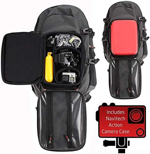 Раница за екшън камери Navitech и Червен калъф за съхранение с вградено нагрудным колан - Съвместим с екшън камера VEHO