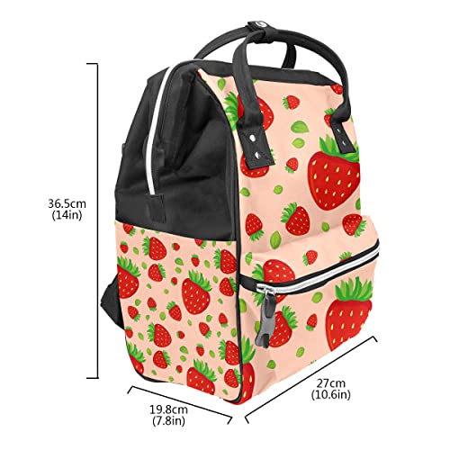 Чанта за Памперси Пролетта Червена Раница с Изображение Strswberries Sweet Голям Капацитет За Пътуване