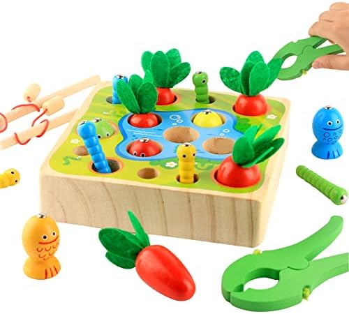 Дървени Образователни Играчки HuoBi За Деца, Играчки За прибиране на реколтата от Моркови и Магнитна Игра Риболов Забавни Занимания За Предучилищна възраст, модул за