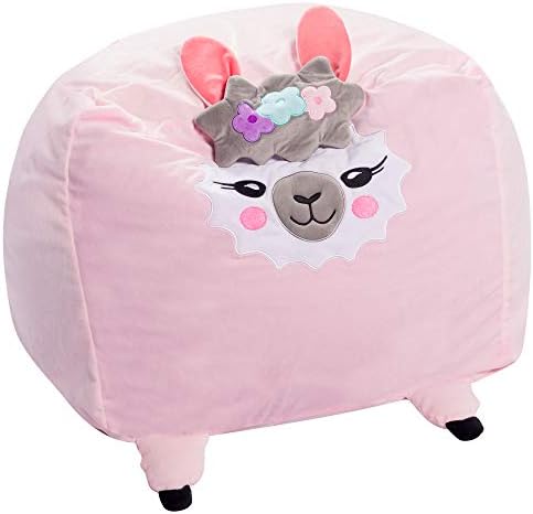 Пош Creations Голямо меко удобно кресло-чанта с животни за спални, детски шезлонг, лама-розов