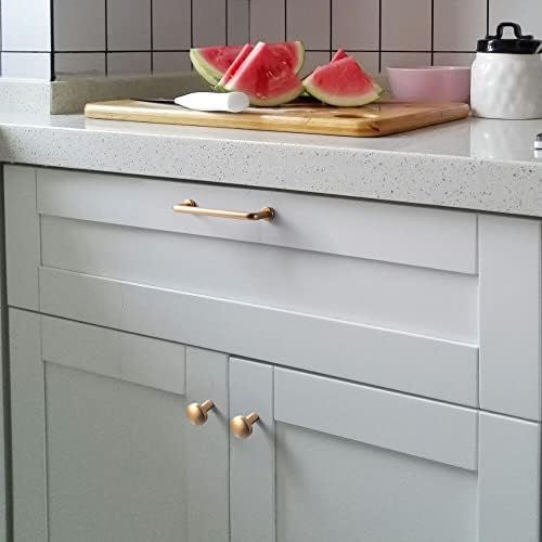 Дръжки на кухненски шкаф от бронз цвят Шампанско Goo-Ки, Модерна Матово покритие, Диаметър 1 инч, дръжка плюс (6 опаковки)