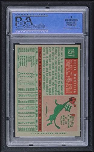 1959 Topps # 157 Феликс Мантилья Милуоки Брейвз (Бейзболна картичка) PSA PSA 8.00 Брейвз