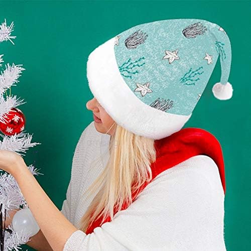 Коледна шапка на Дядо Коледа, Коралови Коледна празнична шапка за възрастни, комфортни коледни шапки унисекс за новогодишна празнична