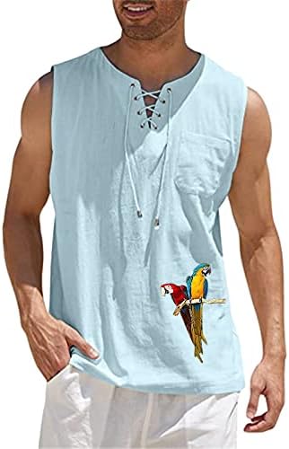 Мъжки модни и ежедневни однотонная риза без ръкави, свързани с яка от памук и лен, жилетка, палто без ръкави, мъжки ризи
