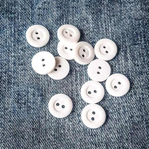 Бели Копчета за Шиене Опаковка от 12 Копчета 0,75 инча Бели Копчета с 2 Дупки 30Л Кръгли Копчета Пластмасови Копчета за Лабораторен халат Копчета за палто, Панталони, Ро