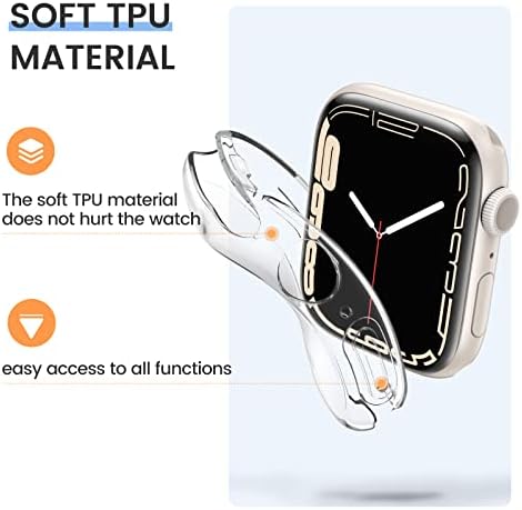 [2] Калъф Goton за Apple Watch Series 7 с фолио 41 мм, общ Защитен калъф ПУ HD Прозрачен Ултра-защитен калъф за iWatch